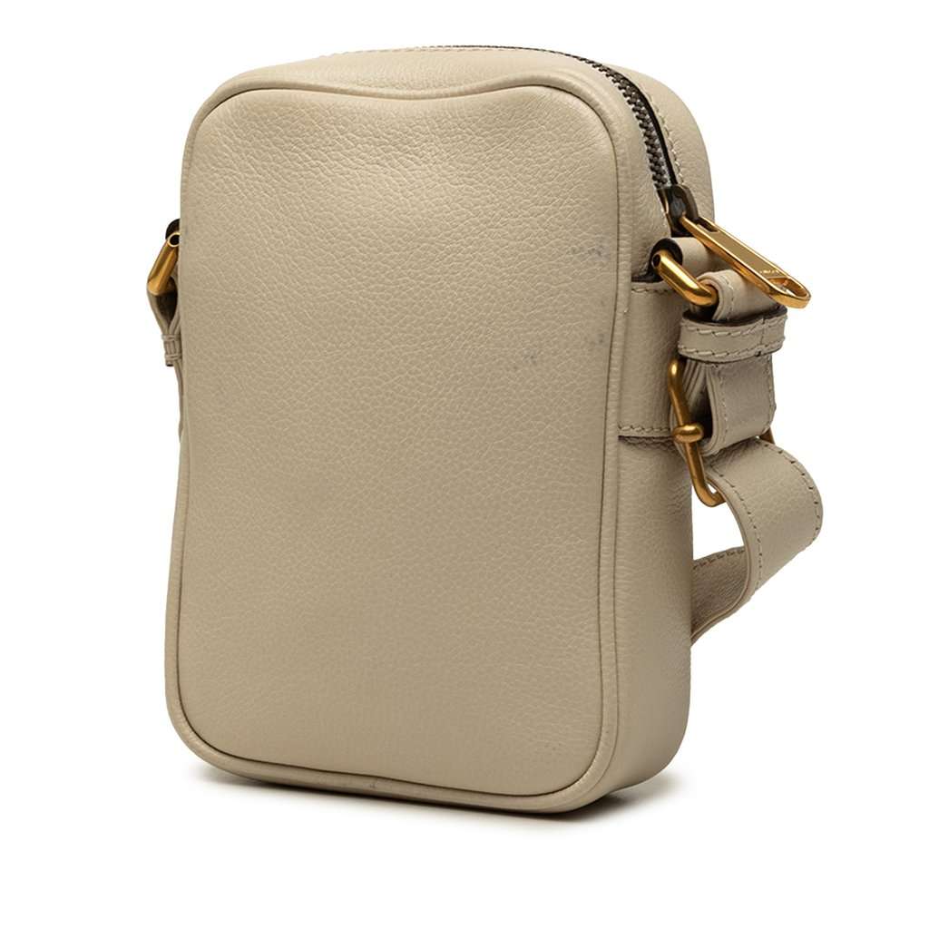 Gucci Mini Grained Calfskin Logo Crossbody White Leather Very good - Back View