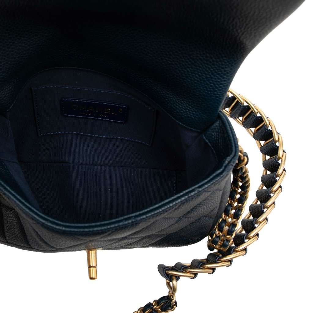 Chanel Mini Quilted Caviar Chain Soul Flap Blue Leather Very good condition - Model View