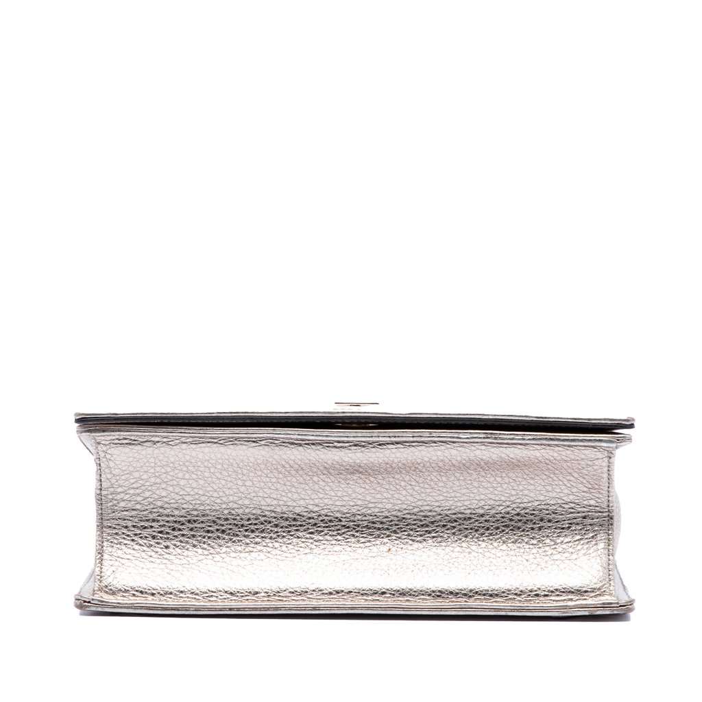 Dior Medium Metallic Calfskin Diorama Flap Silver Leather Very good condition - Inside View