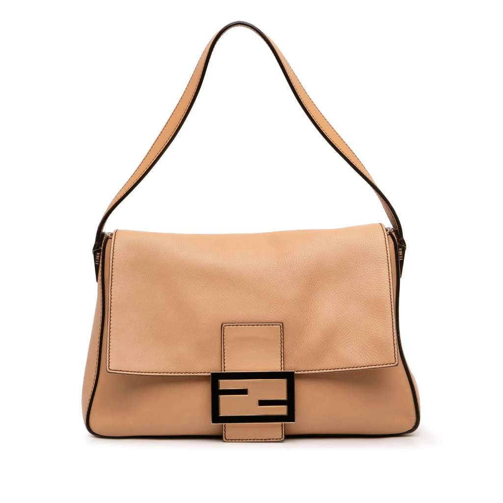 Fendi Large Calfskin Mamma Forever Shoulder Bag Brown Leather Good - Front View