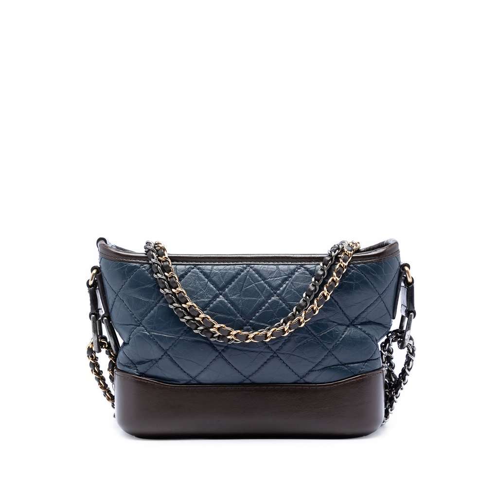 Chanel Small Bicolor Aged Calfskin Gabrielle Crossbody Blue Leather Very good condition - Front View
