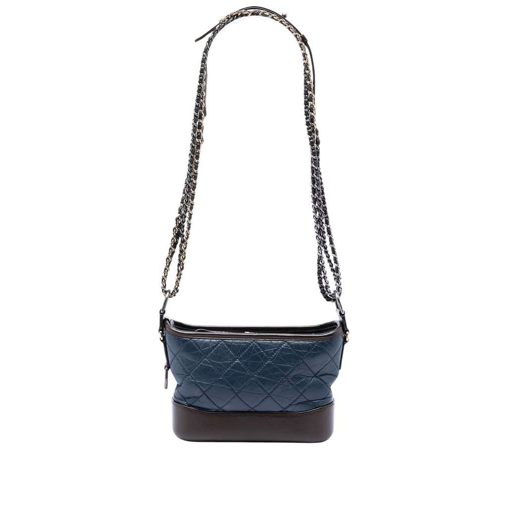 Chanel Small Bicolor Aged Calfskin Gabrielle Crossbody Blue Leather Very good condition - Box View