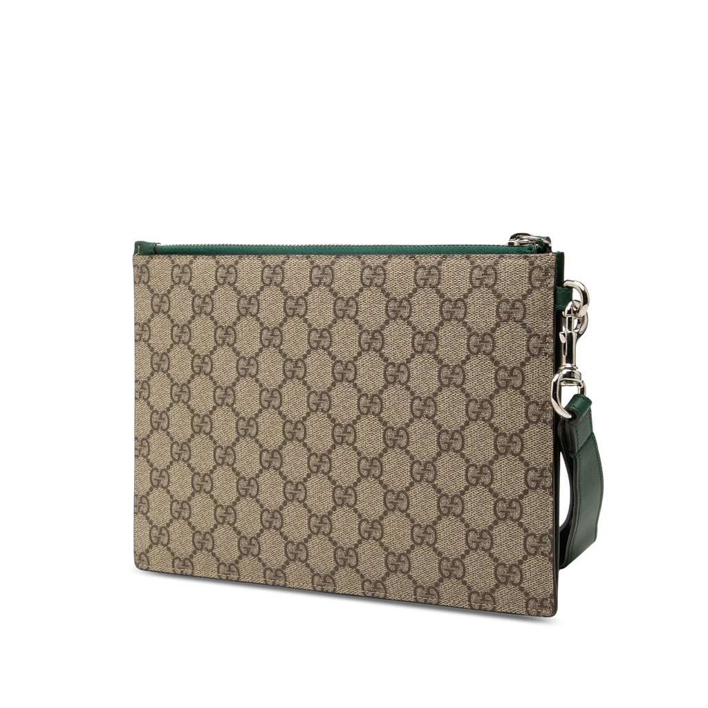 Gucci GG Supreme Fox Clutch Beige Very good - Back View