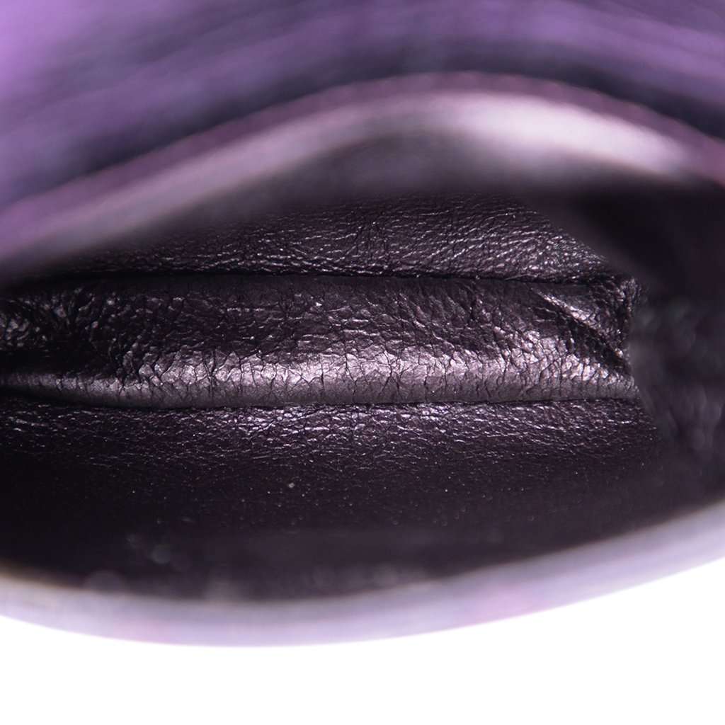 Chanel Quilted Metallic Aged Calfskin Reissue 2.55 Phone Holder Purple Leather Very good - Model View