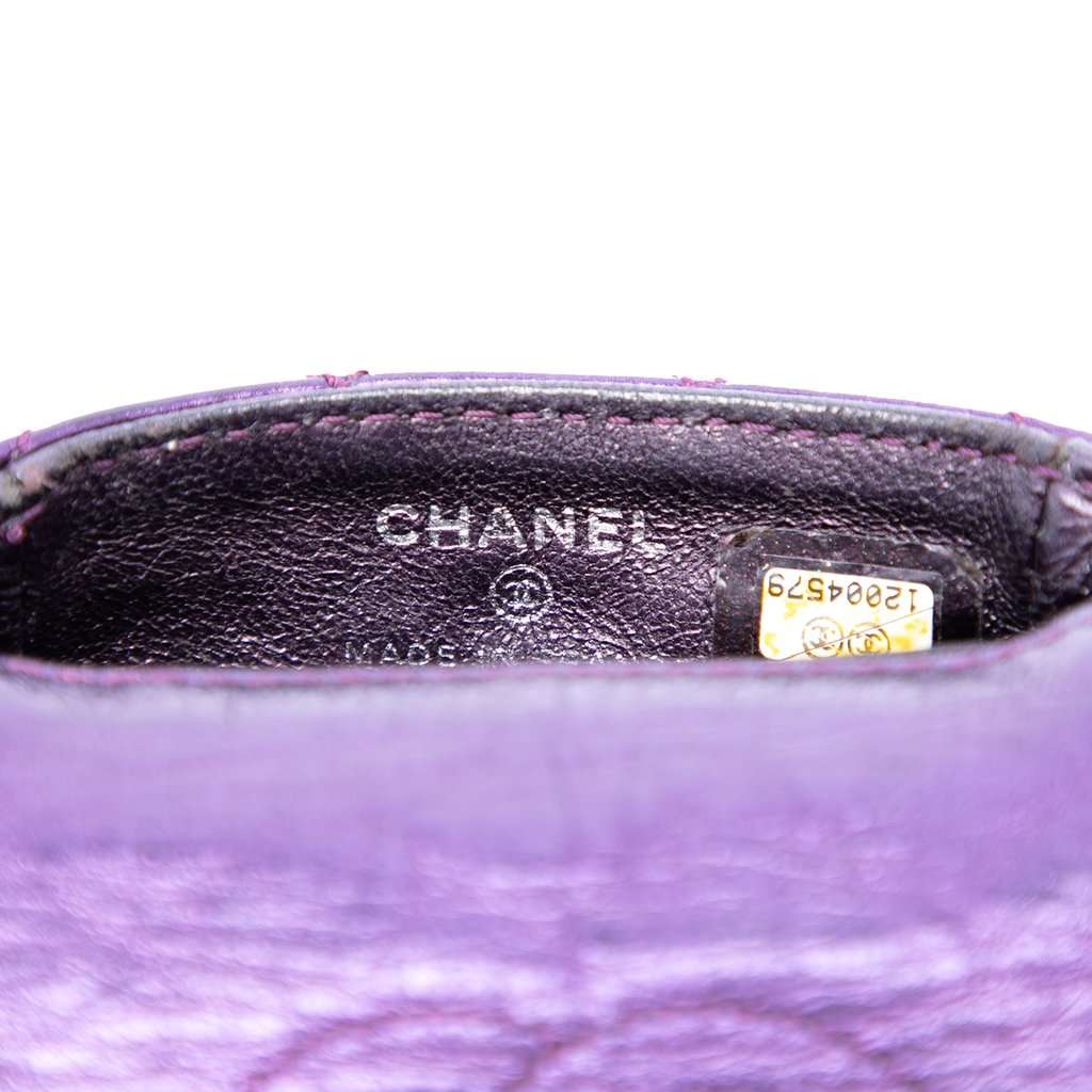 Chanel Quilted Metallic Aged Calfskin Reissue 2.55 Phone Holder Purple Leather Very good - Box View