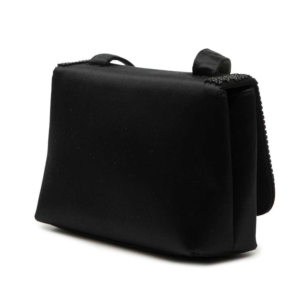 Chanel Mini Satin Beaded Flap Crossbody Black Very good condition - Back View