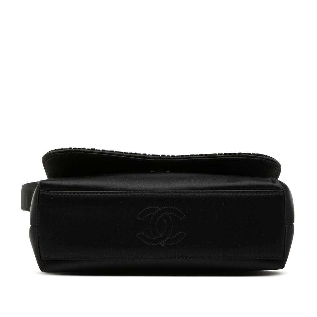 Chanel Mini Satin Beaded Flap Crossbody Black Very good condition - Inside View