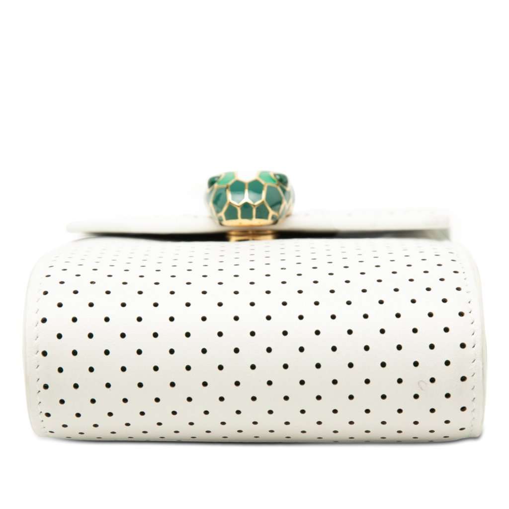 Bvlgari Casablanca Apres Tennis Perforated Calfskin Serpenti Crossbody White Leather Very good condition - Inside View