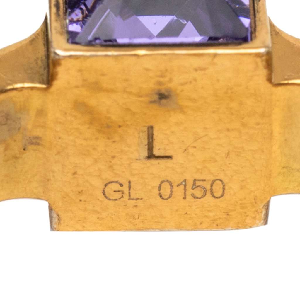 Louis Vuitton Gold Plated Crystal Gamble Cocktail Ring L Gold Metal Very good - Model View