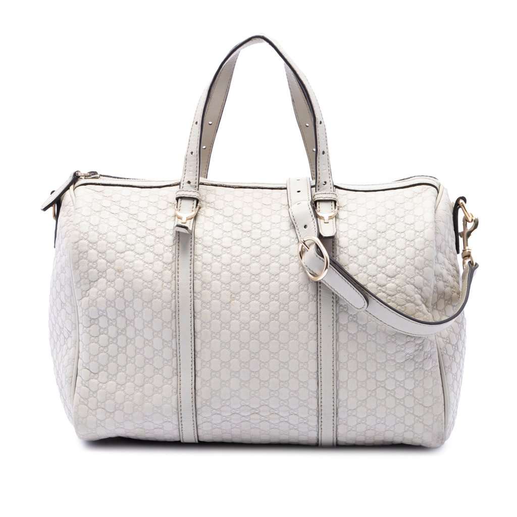 Gucci Microguccissima Nice Boston Bag White Leather Very good condition - Front View