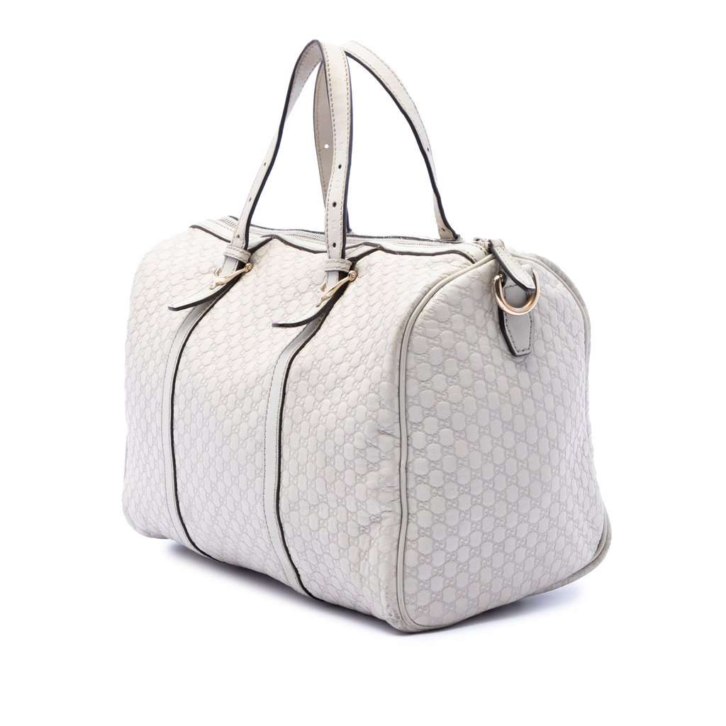 Gucci Microguccissima Nice Boston Bag White Leather Very good condition - Back View