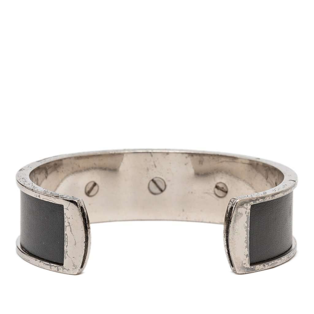 Hermès Leather and Palladium Plated Kelly Cuff Bracelet Black Leather Very good condition - Inside View