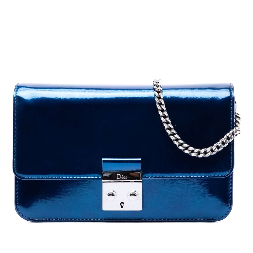 Dior Patent Miss Dior Promenade Crossbody Blue Leather Very good condition - Front View