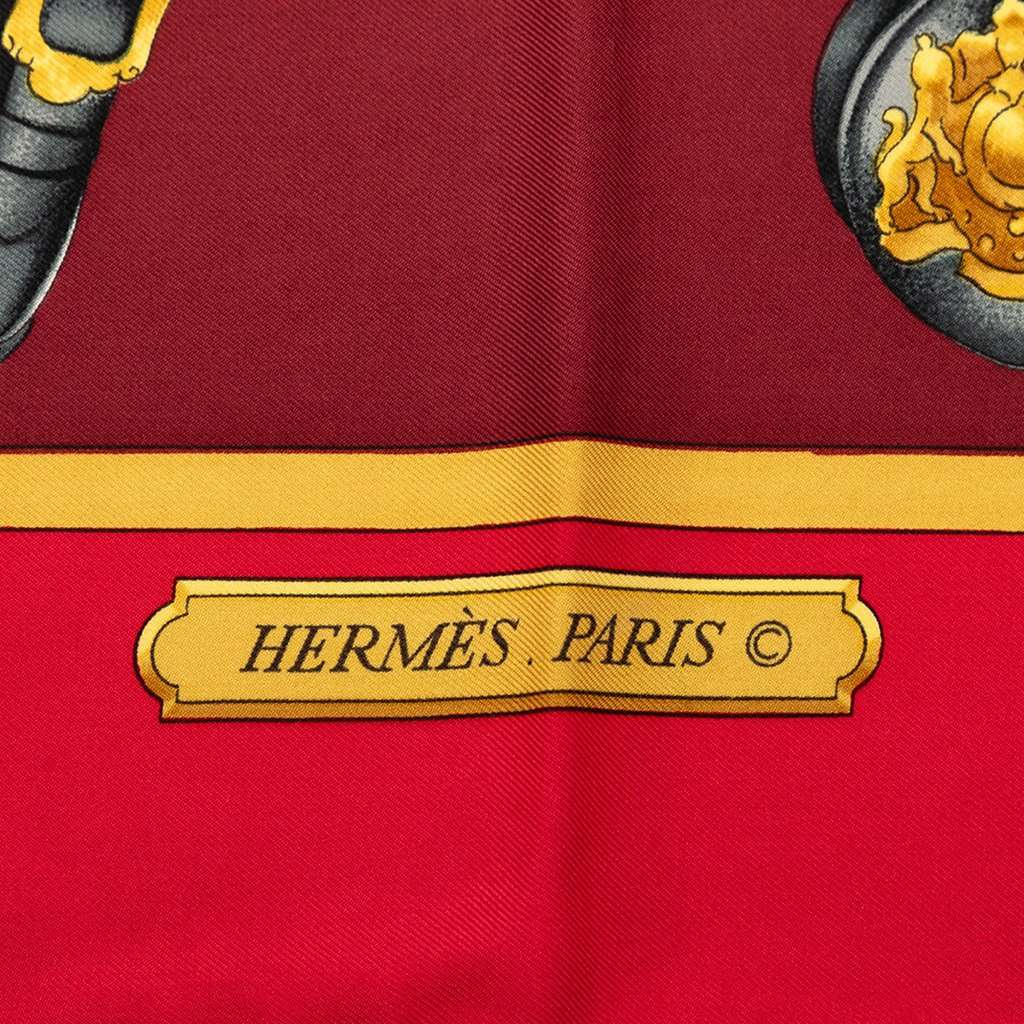 Hermès Harnais De Cour Silk Scarf 90 Red Very good condition - Inside View