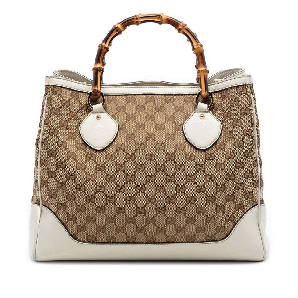Gucci Medium GG Canvas Bamboo Diana Tote Beige Very good condition - Front View