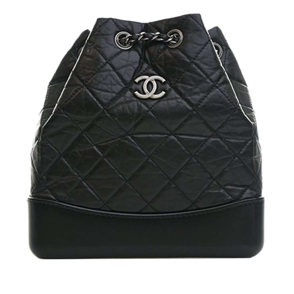 Chanel Small Quilted Aged Calfskin Gabrielle Backpack Black Leather Very good condition - Front View