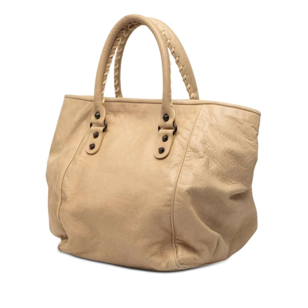 Balenciaga Lambskin Motocross Classic Sunday Tote Beige Leather Very good condition - Back View