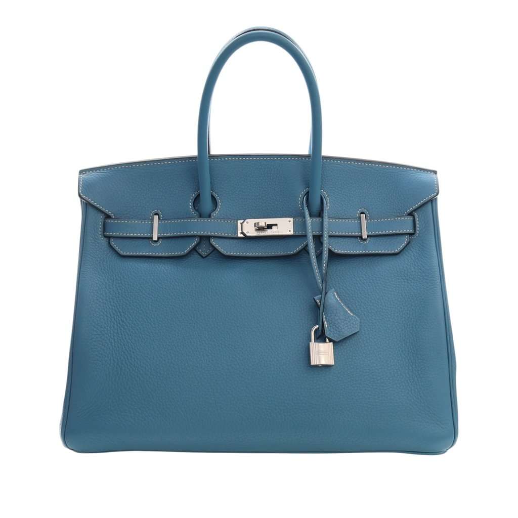 Hermès Togo Birkin Retourne 35 Blue Leather Very good - Front View