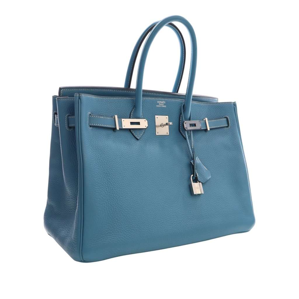Hermès Togo Birkin Retourne 35 Blue Leather Very good - Back View
