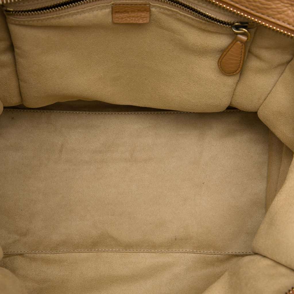 Celine Mini Grained Calfskin Luggage Tote Brown Leather Good - Model View