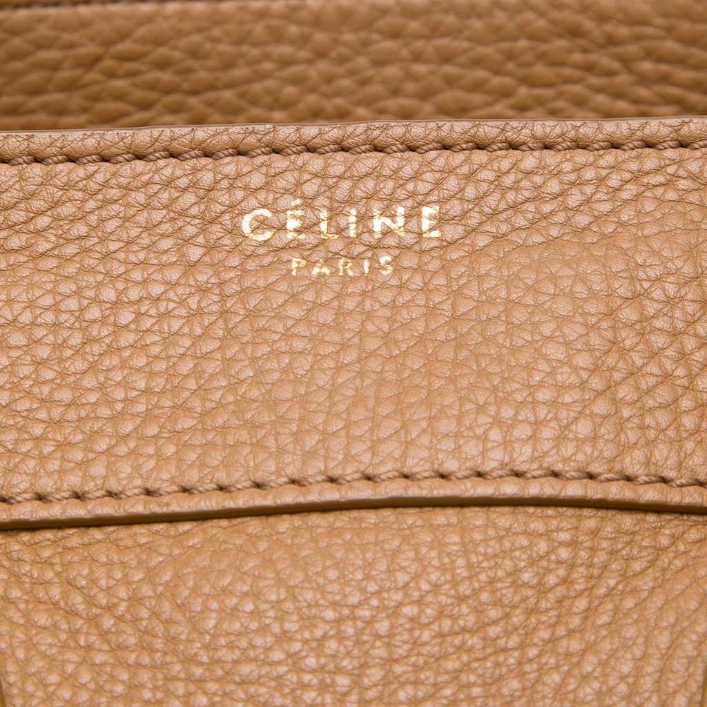 Celine Mini Grained Calfskin Luggage Tote Brown Leather Good - Box View