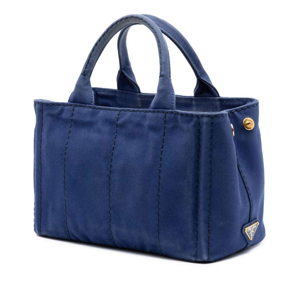 Prada Small Canvas Canapa Logo Satchel Blue Very good condition - Back View