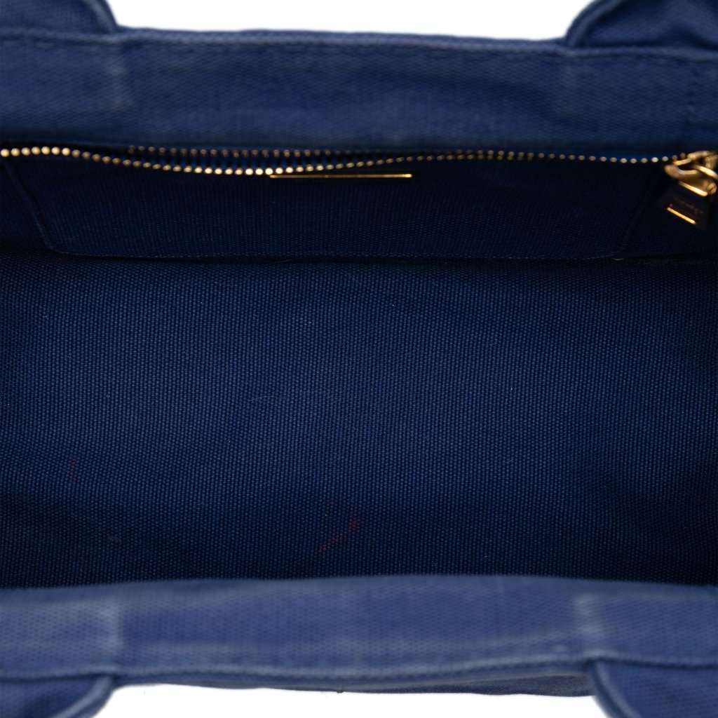 Prada Small Canvas Canapa Logo Satchel Blue Very good condition - Model View