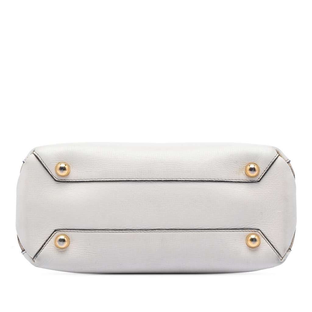 Burberry Small Leather and House Check Banner Satchel White Leather Very good condition - Inside View