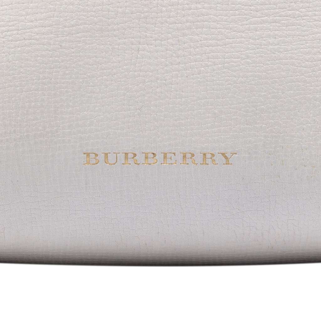 Burberry Small Leather and House Check Banner Satchel White Leather Very good condition - Box View