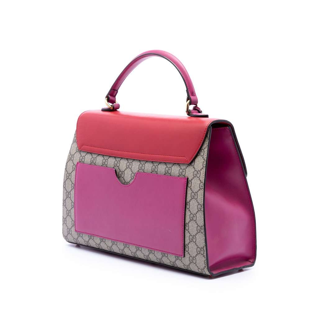 Gucci GG Supreme Padlock Top Handle Bag Beige Very good condition - Back View