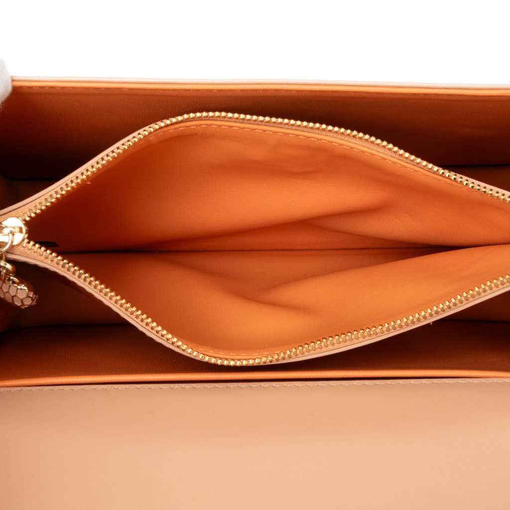 Bvlgari Medium Laser Cut Calfskin Diamond Blast Sunshine Serpenti Forever Shoulder Bag Beige Leather Very good condition - Model View