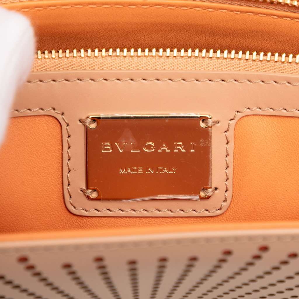 Bvlgari Medium Laser Cut Calfskin Diamond Blast Sunshine Serpenti Forever Shoulder Bag Beige Leather Very good condition - Box View