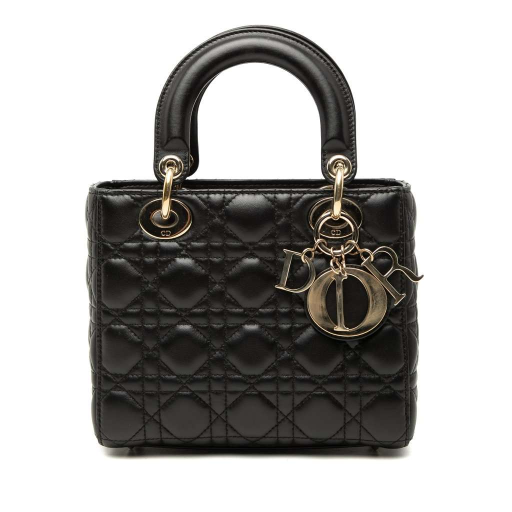 Dior Small Lambskin Cannage My ABCDior Lady Dior Black Leather Very good condition - Front View