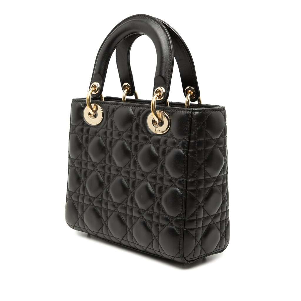 Dior Small Lambskin Cannage My ABCDior Lady Dior Black Leather Very good condition - Back View
