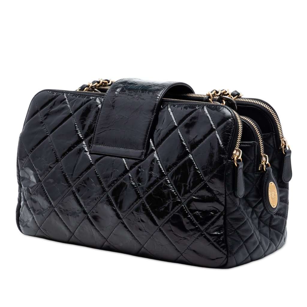 Chanel Quilted Glazed Calfskin Reissue Mademoiselle Accordion Tote Black Leather Very good condition - Back View