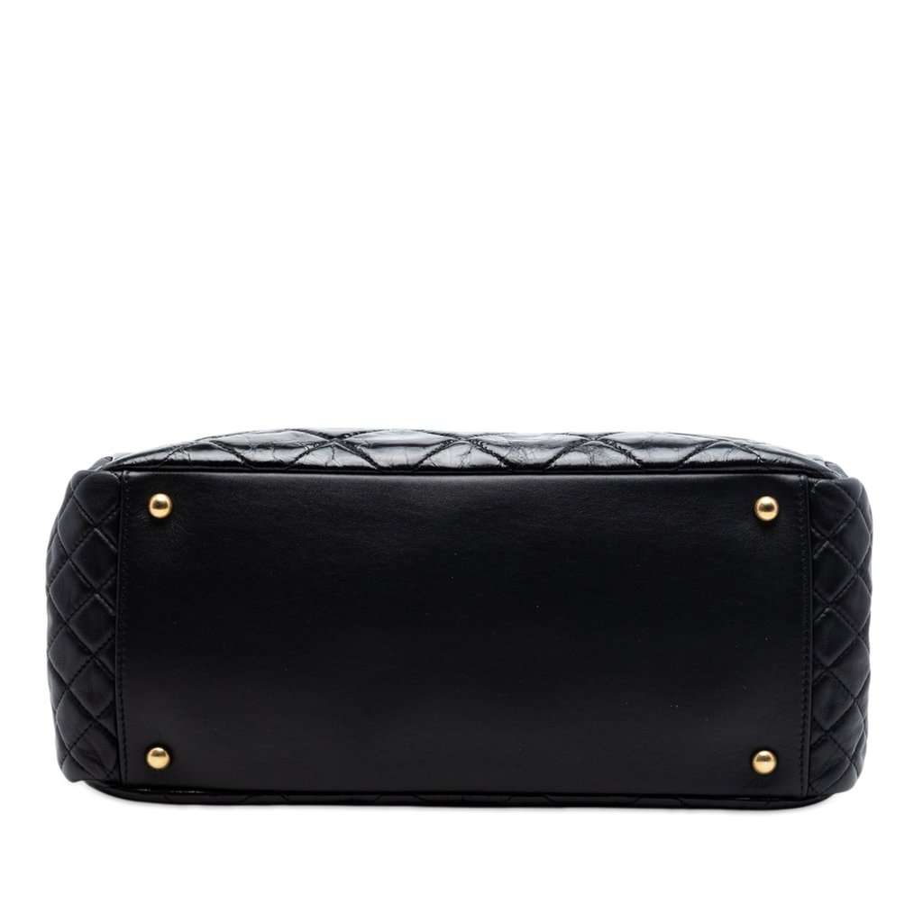 Chanel Quilted Glazed Calfskin Reissue Mademoiselle Accordion Tote Black Leather Very good condition - Inside View