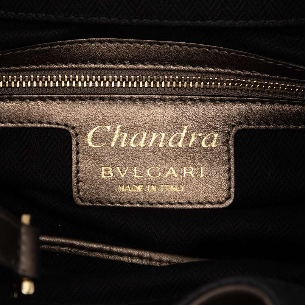 Bvlgari Metallic Leather Chandra Handbag Brown Leather Very good - Box View