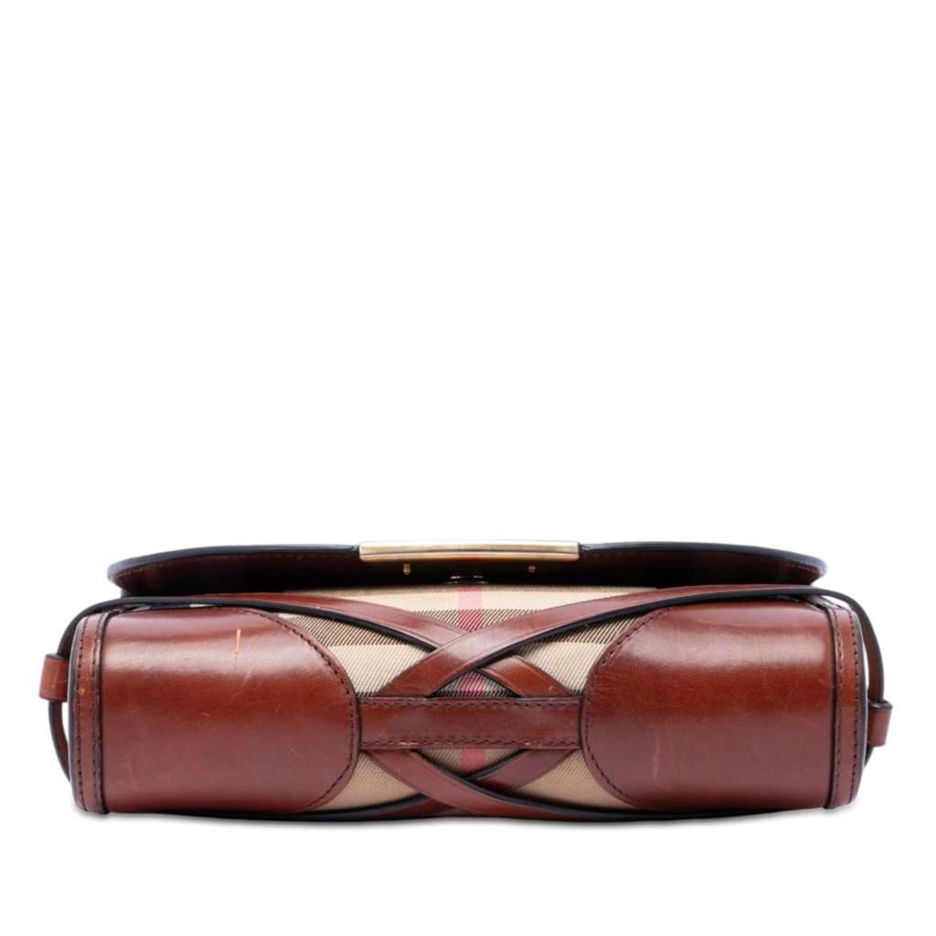 Burberry Leather and House Check Canvas Bridle Abbott Crossbody Brown Leather Very good - Inside View