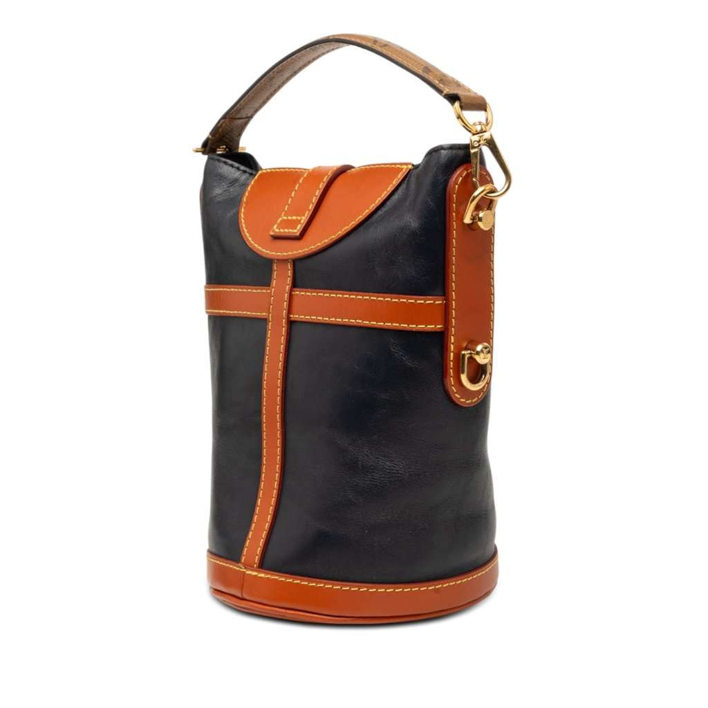 Louis Vuitton Calfskin and Monogram Reverse Duffle Bag Blue Leather Very good condition - Back View