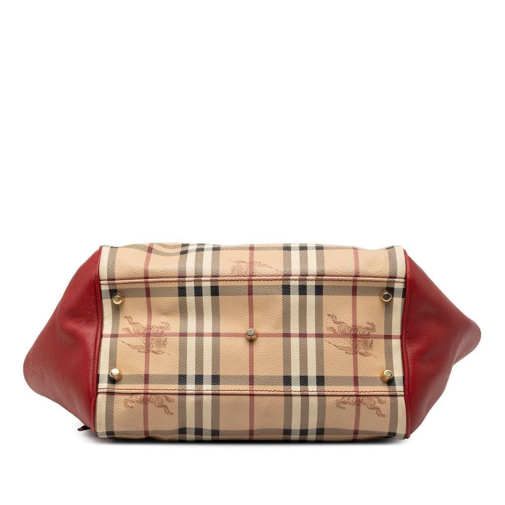 Burberry Small Leather Trimmed Haymarket Check Coated Canvas Canterbury Tote Beige Very good condition - Inside View