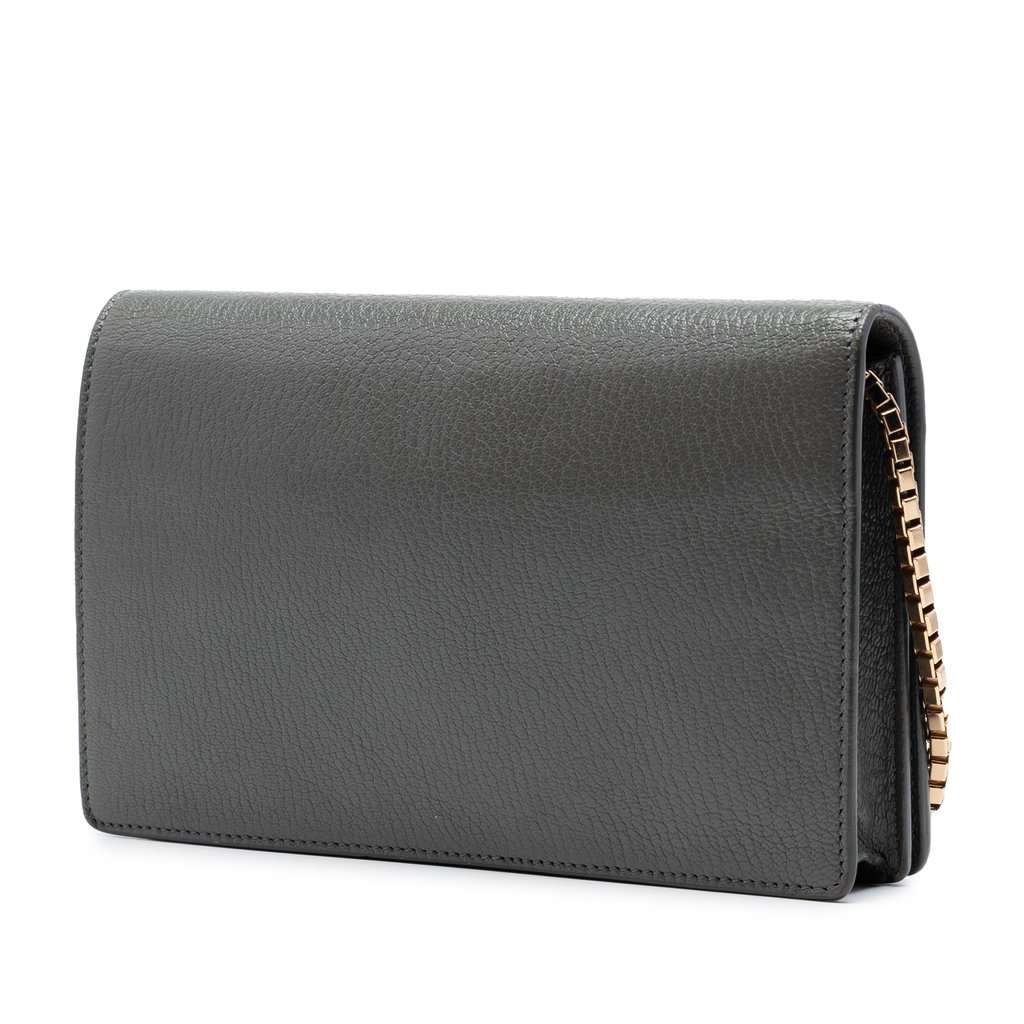 Balenciaga Chevre Motocross Metallic Edge Wallet on Chain Brown Leather Very good - Back View