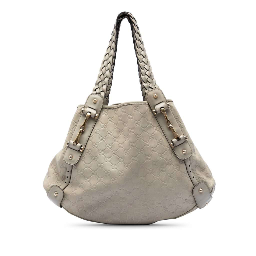 Gucci Guccissima Horsebit Pelham Shoulder Bag Beige Leather Very good condition - Front View