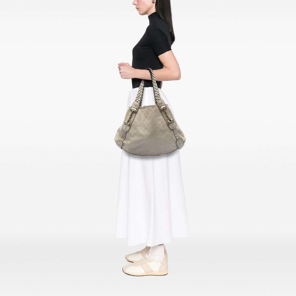 Gucci Guccissima Horsebit Pelham Shoulder Bag Beige Leather Very good condition - Box View