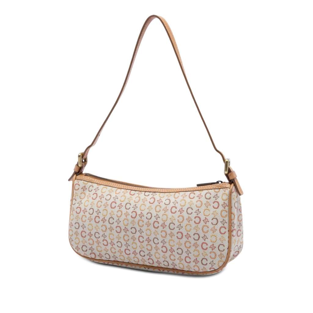 Celine C Macadam Canvas Shoulder Bag Brown Very good - Back View