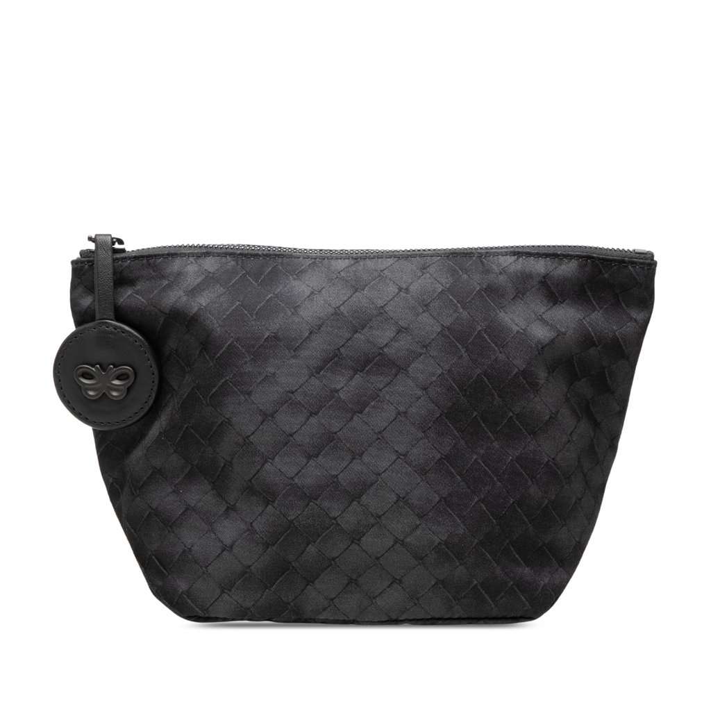 Bottega Veneta Nylon Intrecciomirage Pouch Black Very good - Front View