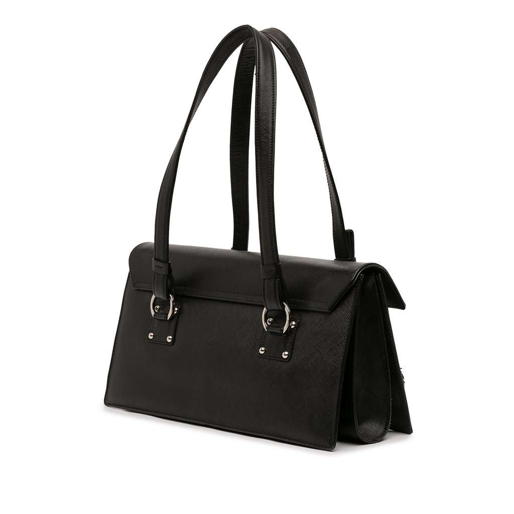 Salvatore Ferragamo Leather Gancini Shoulder Bag Black Leather Very good condition - Back View