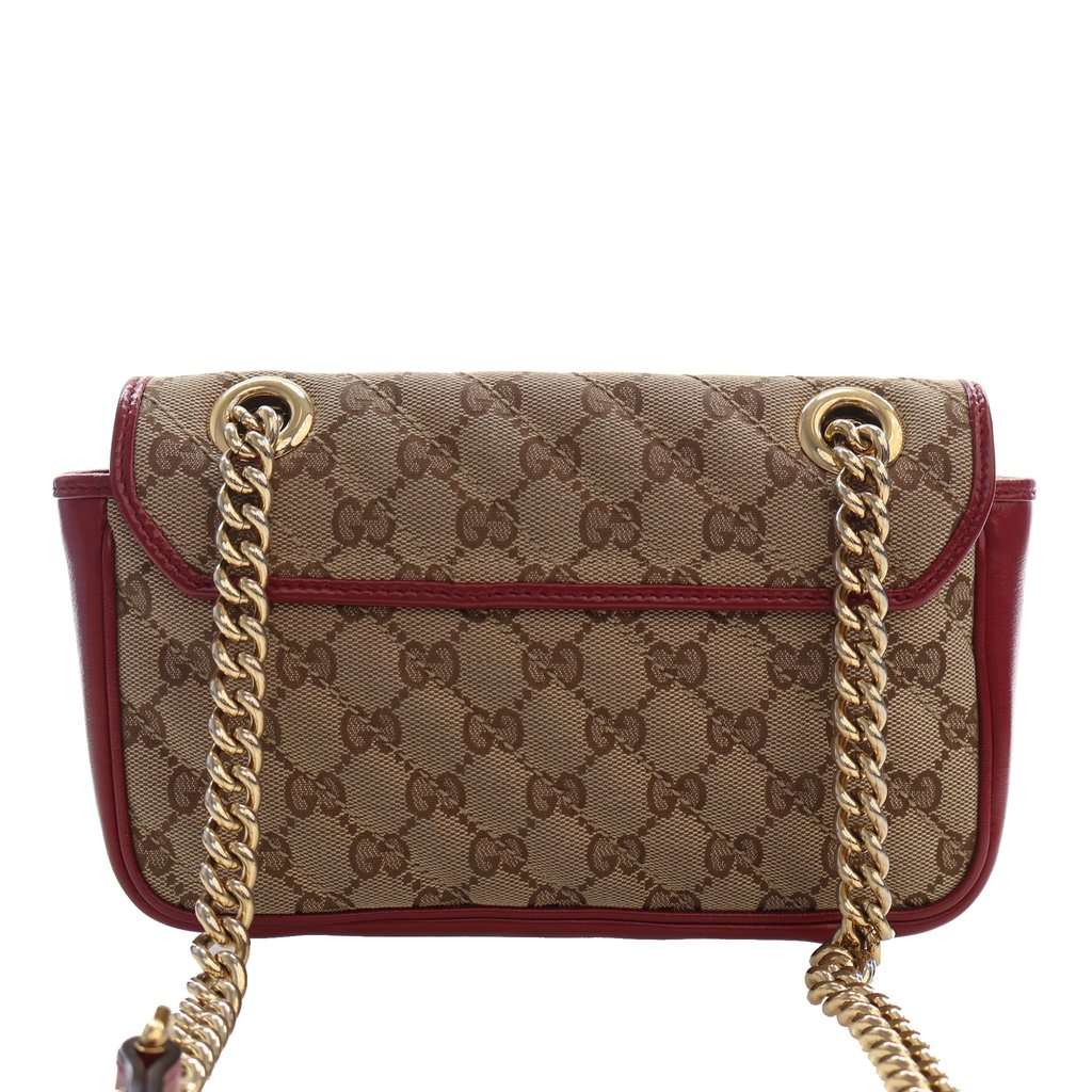 Gucci Small GG Marmont Matelasse Diagonal GG Canvas and Leather Shoulder Bag Beige Very good - Model View