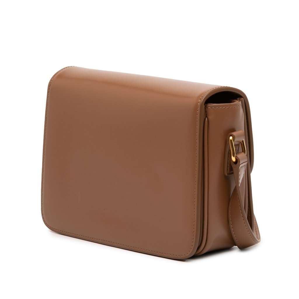 Celine Teen Shiny Calfskin Triomphe Crossbody Brown Leather Very good condition - Back View