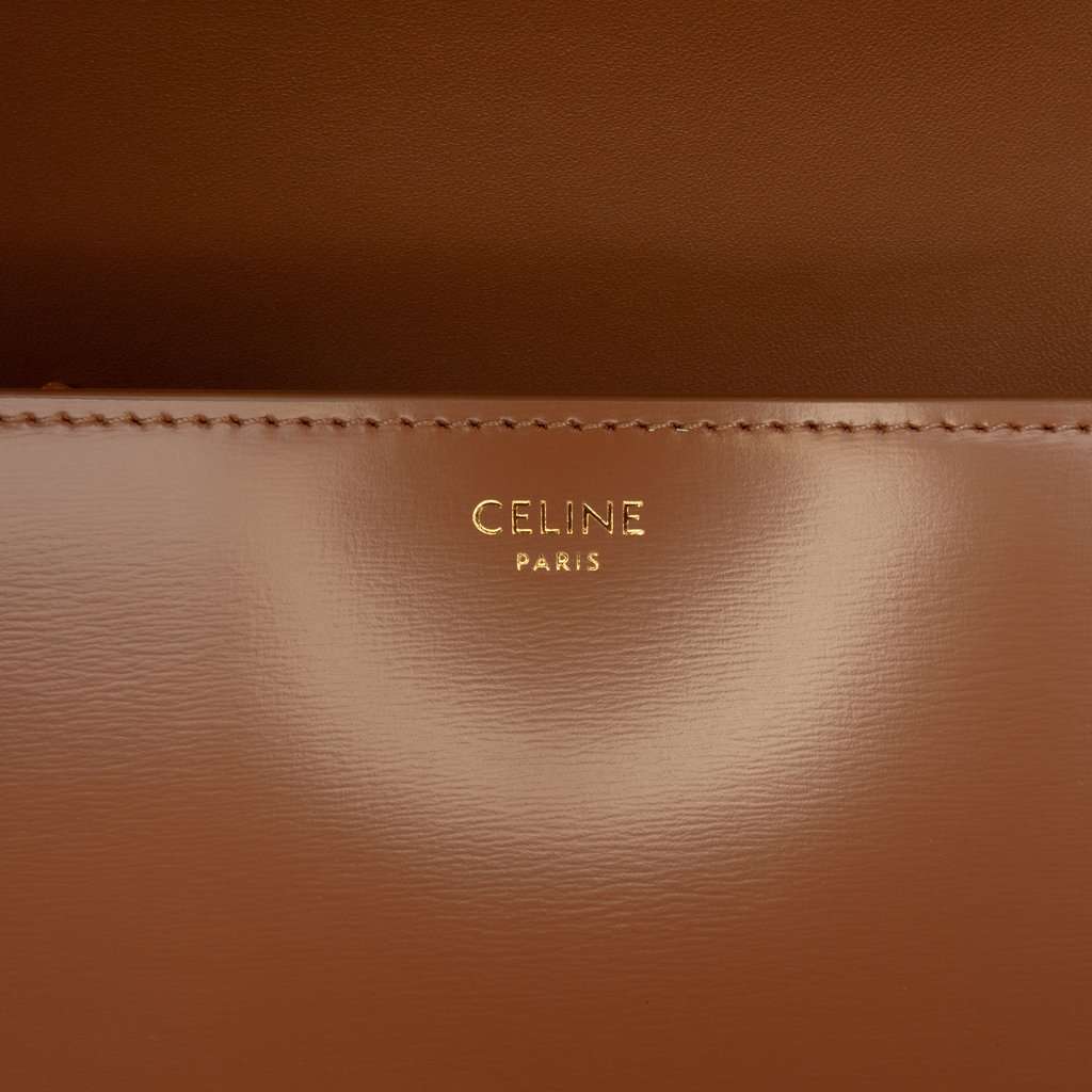 Celine Teen Shiny Calfskin Triomphe Crossbody Brown Leather Very good condition - Box View