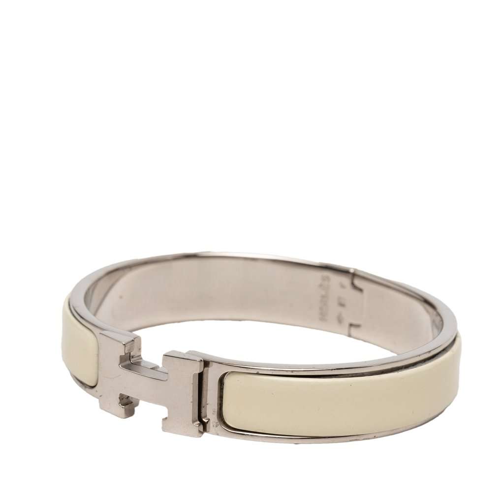 Hermès Narrow Enamel Clic H Bracelet PM White Very good - Back View